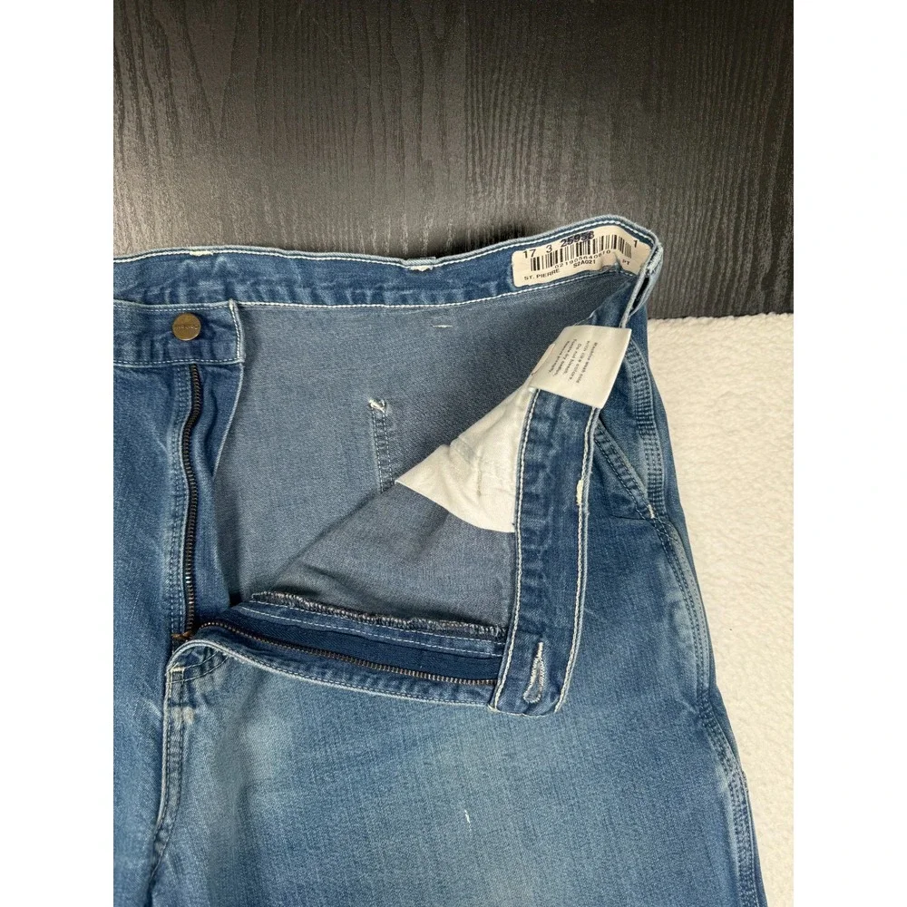 + Carhartt Straight Jeans Blue 40x34 Carpenter 382-83 Paint Distressed